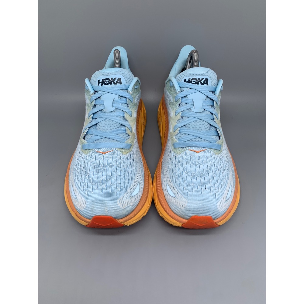 Hoka One Clifton 8 Blue Orange Running Shoes Women's Sz 9B - Picture 2 of 10